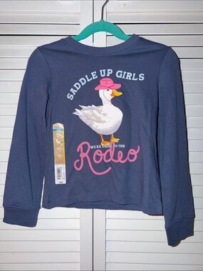 Navy 'Saddle Up Girls' Duck Graphic Long-Sleeve Tee - Pink Accent